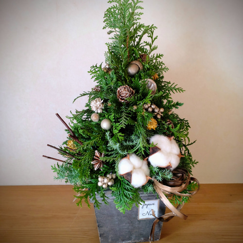 2025クリスマス森のフレッシュツリーMsize ledライト付 H約38cm