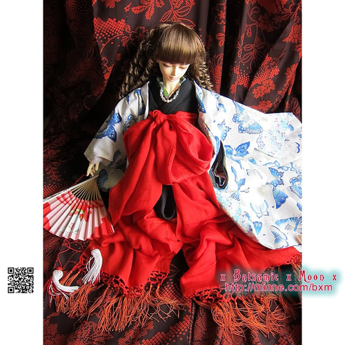 胡蝶≪白≫】SD少女～13少年60cmロング足対応ドール用十二単風花魁衣装