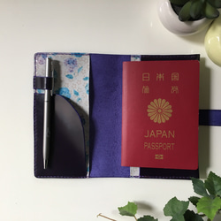 パスポートケース☆ダークパープル×薔薇柄♫ 1枚目の画像