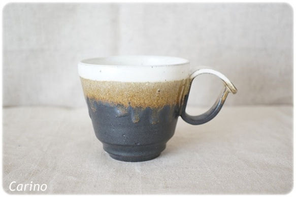(OUTRET)コーヒーカップ　白×黒マット・1 1枚目の画像