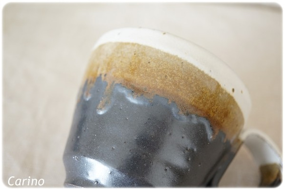 (OUTRET)コーヒーカップ　白×黒マット・2 3枚目の画像