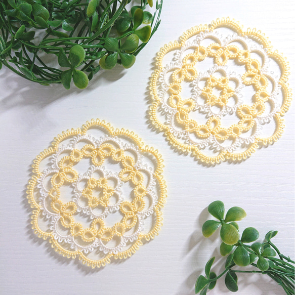 たんぽぽ組❁.*・゜レース編みドイリー❁.*・゜ たんぽぽ色ドイリーコースター コースター ハンドメイドpico 通販