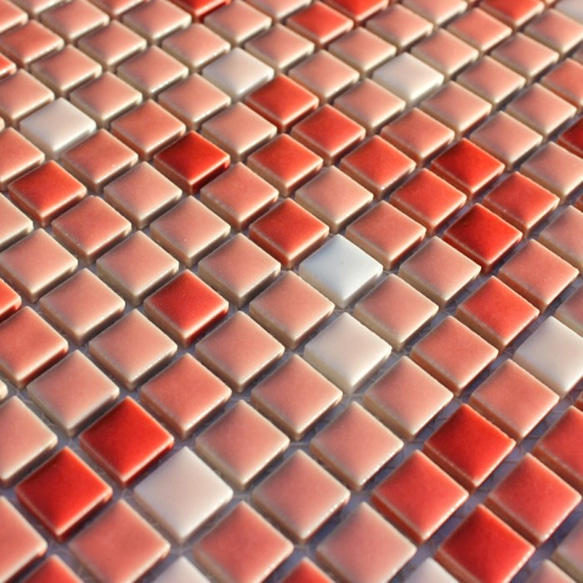 赤色ミックス　10ミリ角 モザイクタイル レトロ タイル 3枚目の画像