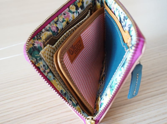 裏地も　かわいい　コンパクト　ミニL財布　ピンク 2枚目の画像