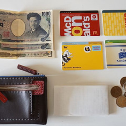 裏地も　かわいい　コンパクト　ミニL財布　ブルーシボ 8枚目の画像