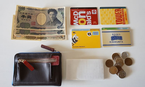 裏地も　かわいい　コンパクト　ミニL財布　ブルーシボ 8枚目の画像