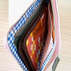 裏地も　かわいい　コンパクト　ミニL財布　うすピンクシボ 2枚目の画像