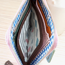 裏地も　かわいい　コンパクト　ミニL財布　うすピンクシボ 3枚目の画像