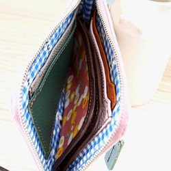 裏地も　かわいい　コンパクト　ミニL財布　うすピンクシボ 4枚目の画像