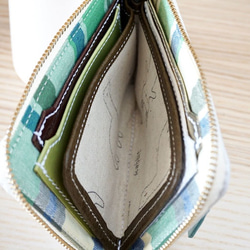 裏地も　かわいい　コンパクト　ミニL財布　　パールホワイトシボ 3枚目の画像