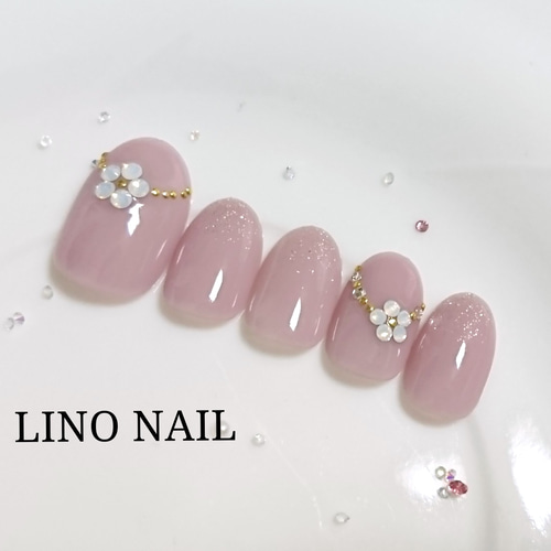 【60％OFF】 34☆お花のネックレス☆ピンクグレーネイル ネイルチップ（つけ ネイルチップ・付け爪