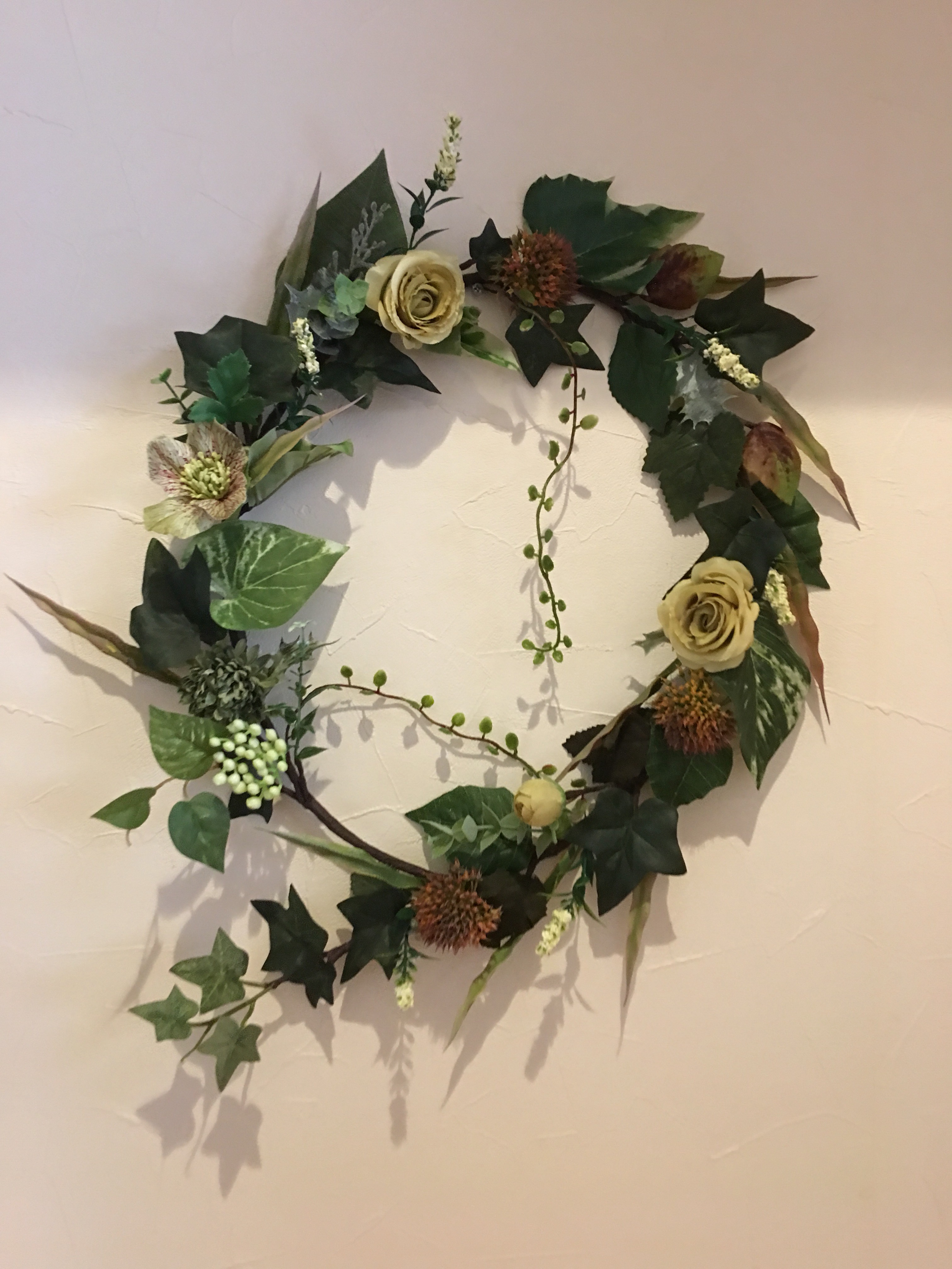 【シンプル観葉植物的シリーズ】グリーンローズのリース