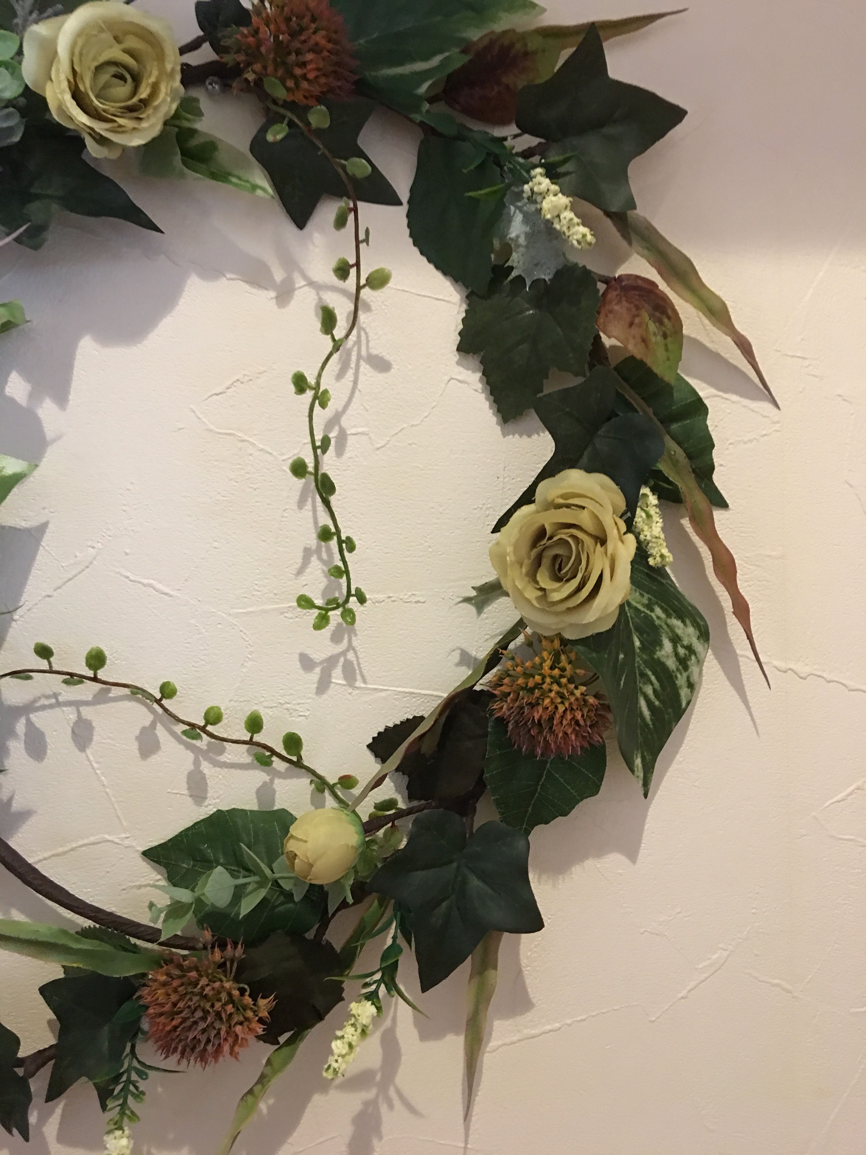 【シンプル観葉植物的シリーズ】グリーンローズのリース