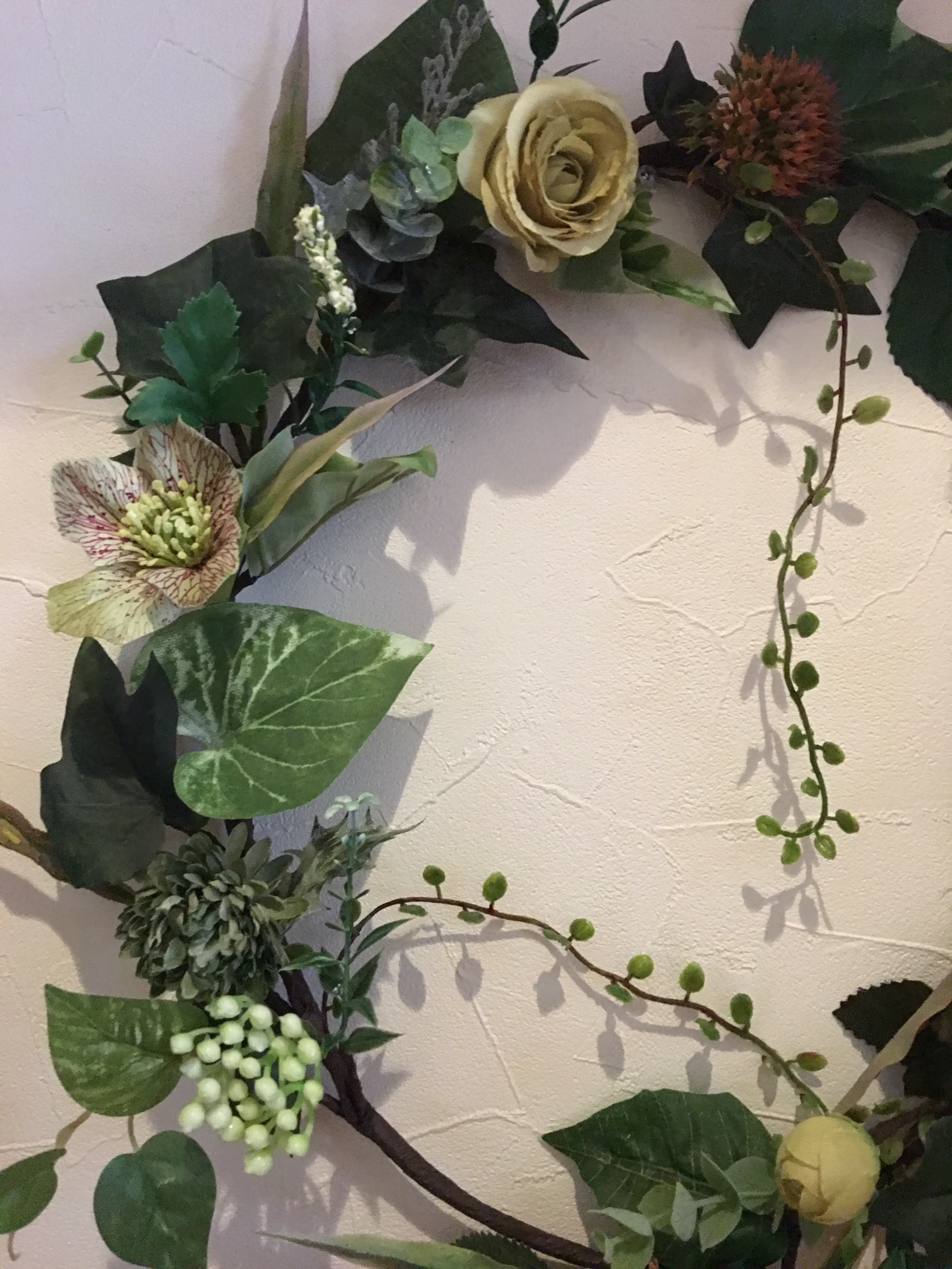 【シンプル観葉植物的シリーズ】グリーンローズのリース