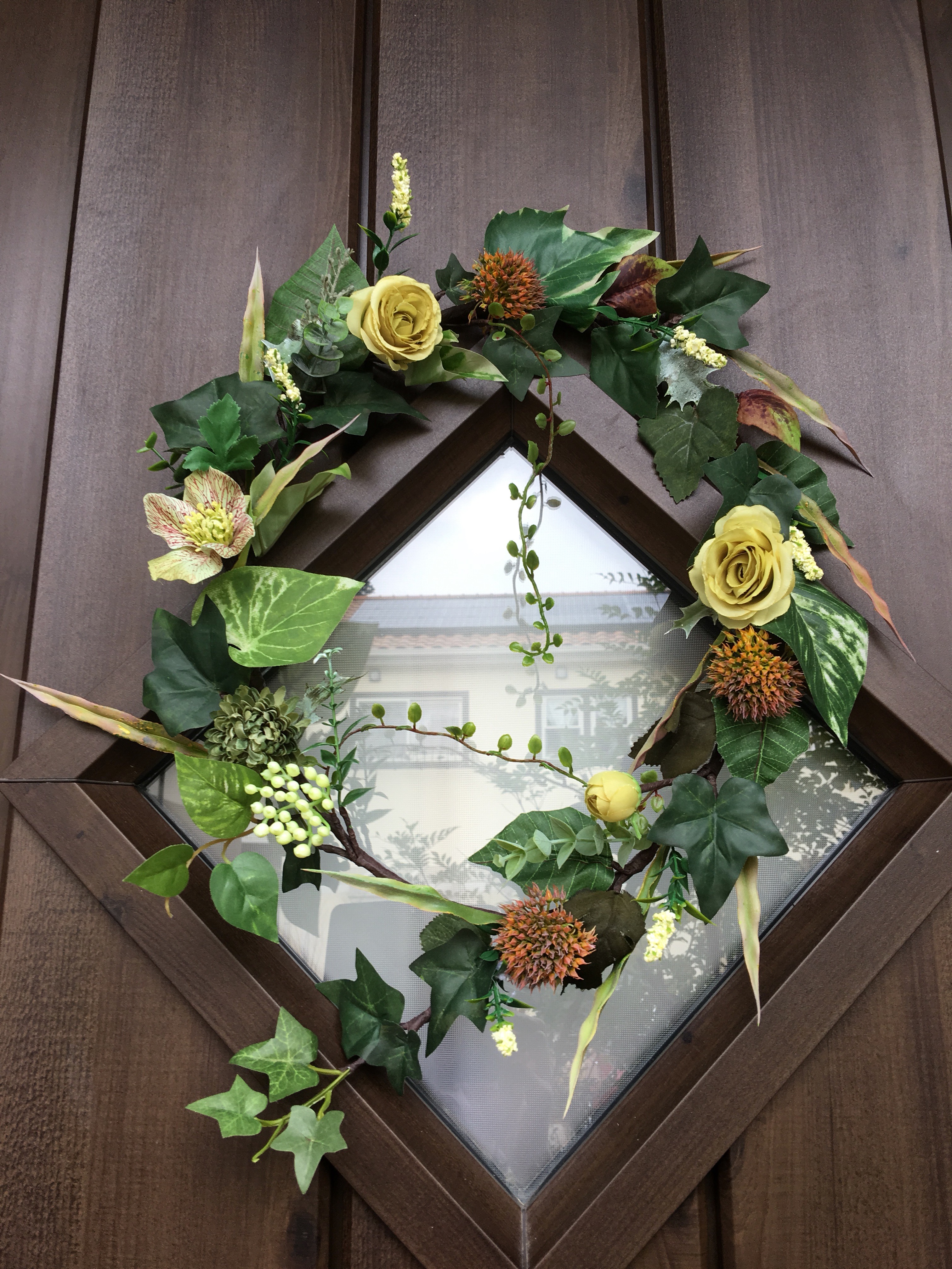 【シンプル観葉植物的シリーズ】グリーンローズのリース