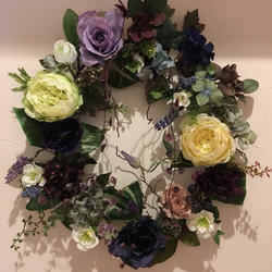 オトナリース】アンティークローズとブルーベリーのリース