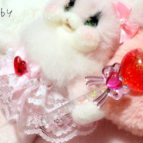 ♡MYbaby♡羊毛フェルト♡ハートスティック*ゆめかわいいうさぎ