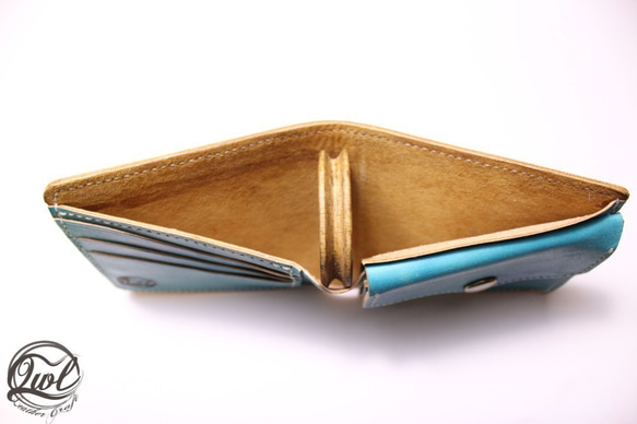 【受注製作】二つ折り財布　マーブリング・ブルー 5枚目の画像
