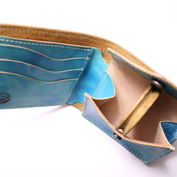 【受注製作】二つ折り財布　マーブリング・ブルー 6枚目の画像