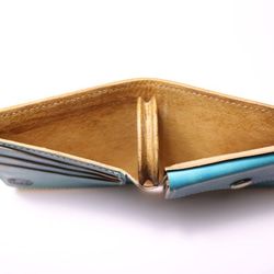 【受注製作】二つ折り財布　マーブリング・ブルー 8枚目の画像
