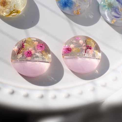 お試し価格！ no.01 ドライフラワーレジンピアス(イヤリング) ピアス  