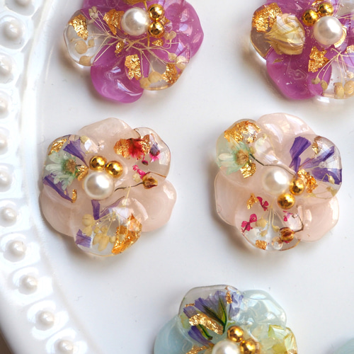 お試し価格！ no.08 お花のピアスorイヤリング(ミルキーピンク) ピアス 