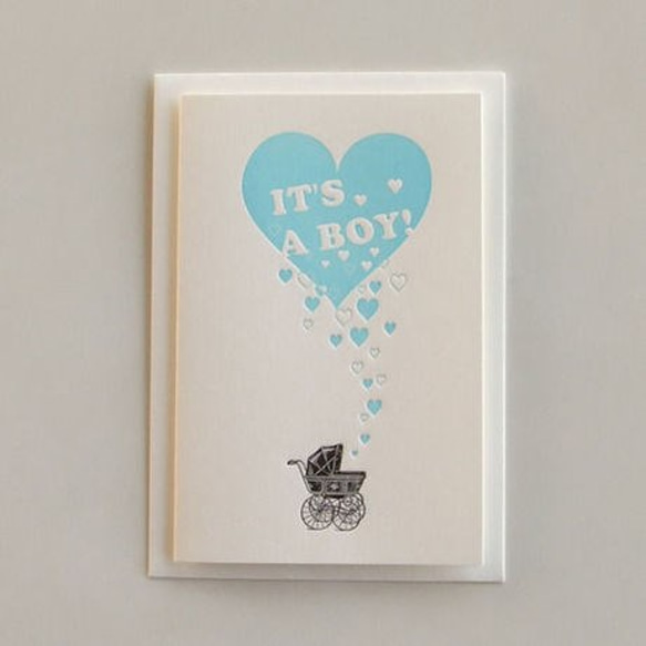 "IT'S A BOY !"男の子が産まれましたのグリーティングカード 1枚目の画像