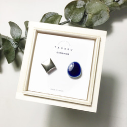 T-159 美濃燒焦瓷磚耳環/皮革背襯耳環 第6張的照片