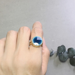 TR-03 磁磚戒指 青金石 銀色 + K18 第1張的照片