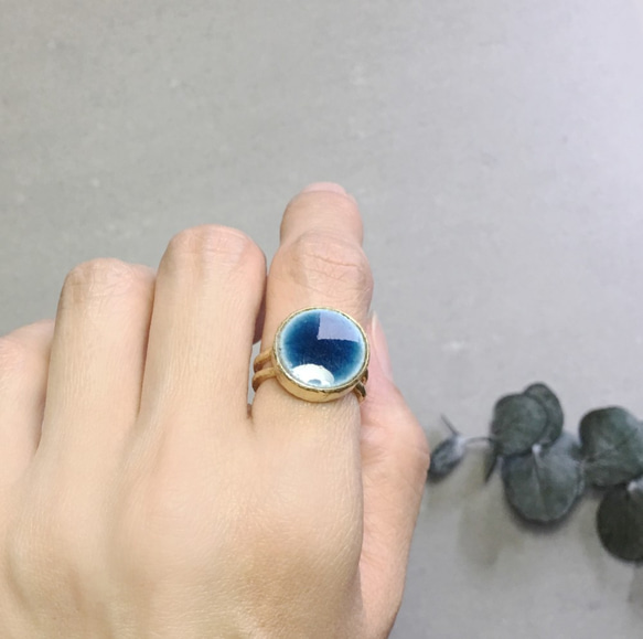 TR-03 磁磚戒指 青金石 銀色 + K18 第1張的照片