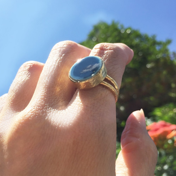 TR-03 磁磚戒指 青金石 銀色 + K18 第2張的照片