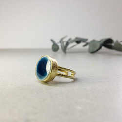 TR-03 磁磚戒指 青金石 銀色 + K18 第3張的照片