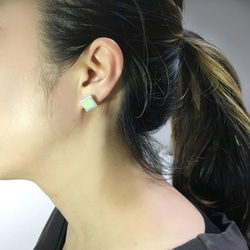 TP-82瓷磚耳環/耳環背面皮革加工 第2張的照片