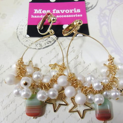 ◇glass star pearl earring(green)◇ 3枚目の画像