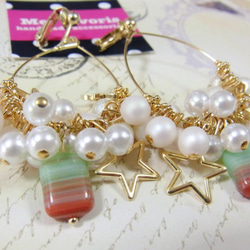 ◇glass star pearl earring(green)◇ 4枚目の画像