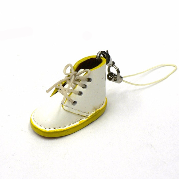 手作り ミニ靴 キーホルダー ストラップ パステルノート・イエロー（Ｓ）ハンドメイド 1枚目の画像