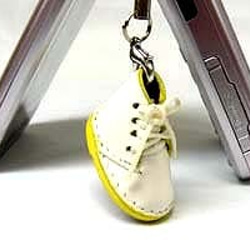 手作り ミニ靴 キーホルダー ストラップ パステルノート・イエロー（Ｓ）ハンドメイド 3枚目の画像