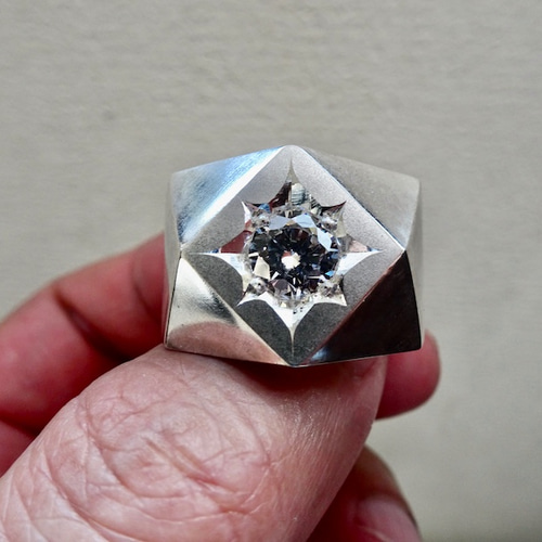 仁尾彫金『一つ星ジルコニア、ブロックシルバーリング 仁尾彫金『一つ星ジルコニア、ブロックシルバーリング