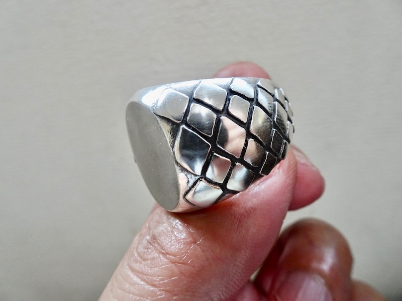 仁尾彫金『パイソン楕円の印台リング』ハンドメイド213