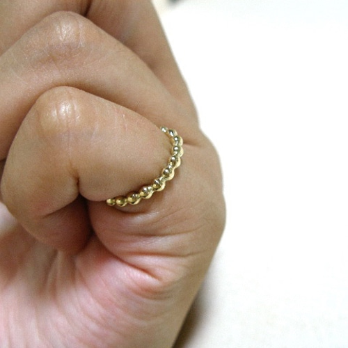 特価商品  仁尾彫金『ゴールド釈迦玉ピンキーリング15号から20号 イエローゴールド