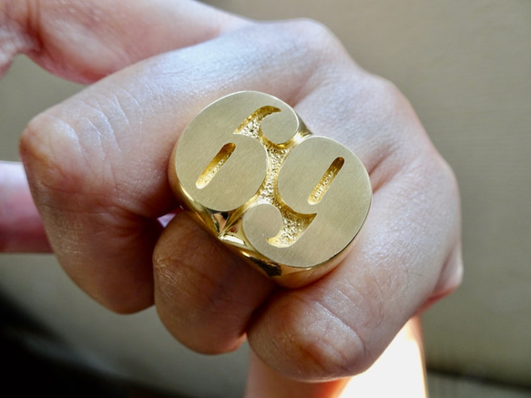 仁尾彫金『k18十字星、幅1cm、平打リング』ハンドメイド290b