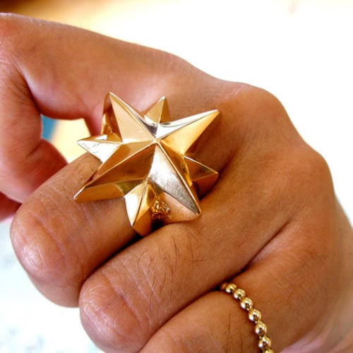 仁尾彫金『ゴールドビッグギャラクシーリング』ハンドメイド36 指輪