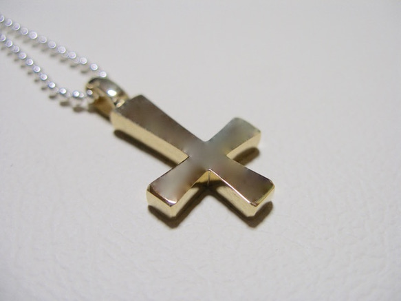 仁尾彫金『ゴールド逆十字クロス』ハンドメイド89 ネックレス 