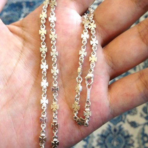 仁尾彫金『アイアンクロスネックレスチェーン45cm』ハンドメイド115  