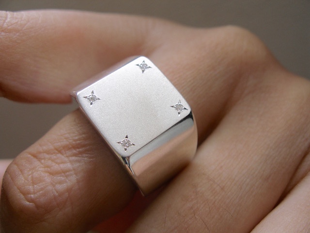 仁尾彫金『k１８十字星リング』ハンドメイド294