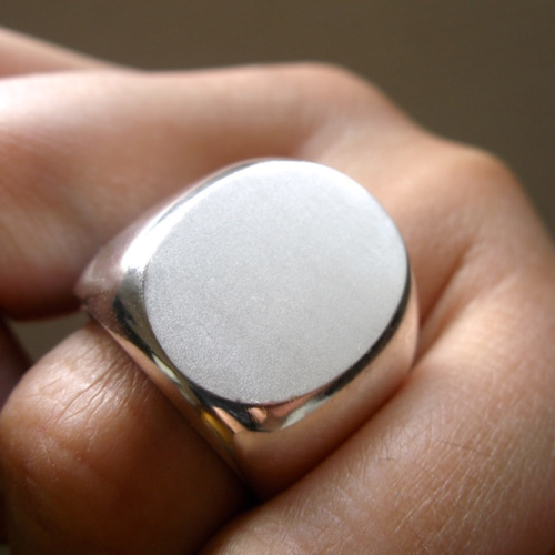仁尾彫金『プラチナ楕円の印台リング』ハンドメイド107 指輪・リング  