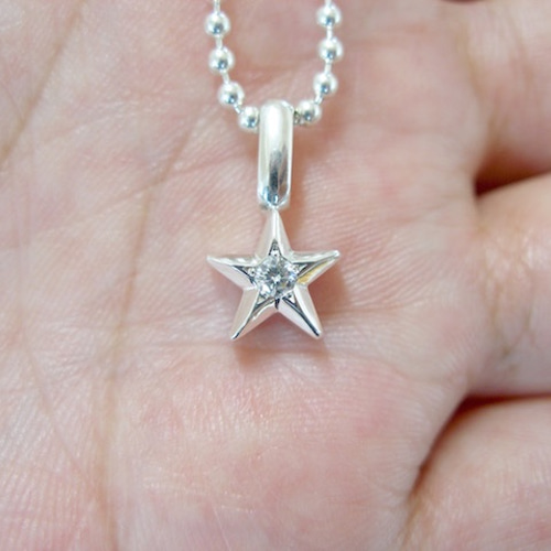 仁尾彫金『プラチナ一つ星ダイヤペンダント』ハンドメイド138 