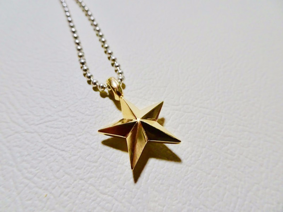 仁尾彫金『ゴールド立体スターペンダントリバーシブル』ハンドメイド 