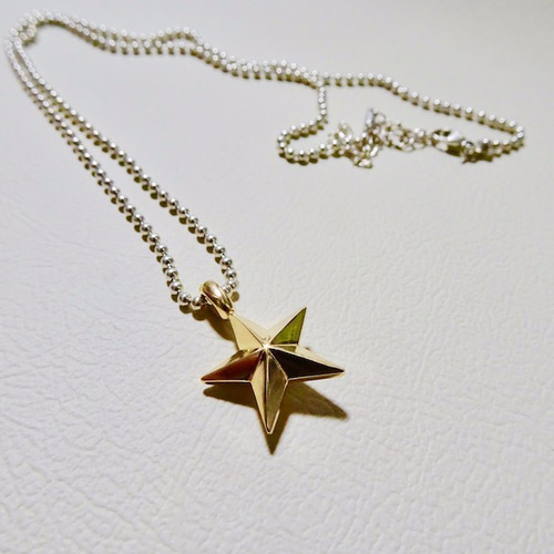 仁尾彫金『ゴールド立体スターペンダントバチカンなし』ハンドメイド126b 仁尾彫金『ゴールド立体スターペンダントバチカンなし