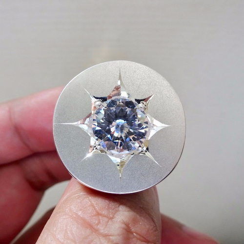 仁尾彫金『一つ星ジルコニアゴールドシリンダー印台リング